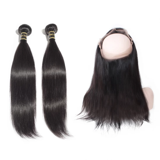 12 360 Lace Frontal With 2 Bundles 12 Straight Virgin Hair